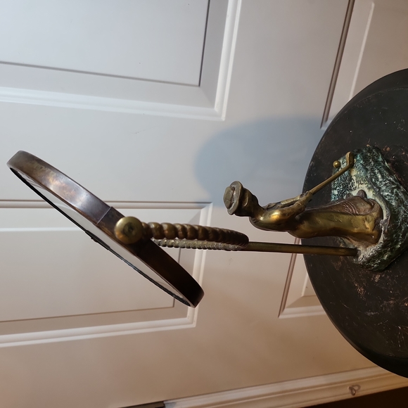Bronze / Brass Vintage Lady Golfer Desktop Mirror Rare - Picture 4 of 14